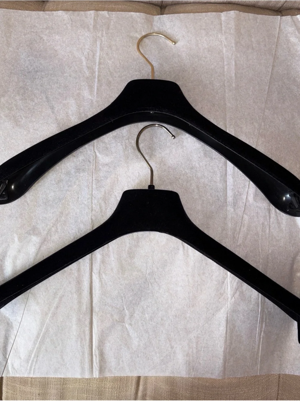 CHANEL Black Velvet Hangers with Gold CC Logos (Set of 3)